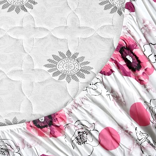 Image of Divine Casa Elastic Bedsheet Double Size (200 x 150 CM) with 2 Pillow Covers | Cotton Double Bed Sheet | Fitted Sheet for Double Bed | Snug Fit Mattress Sheet 200x150