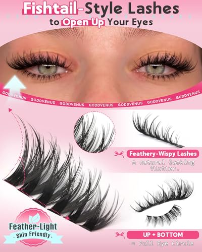 Image of Wispy Eye Lash Clusters Kit Natural Cluster Eyelash Extensions Kit False Eyelash Clusters Fluffy DIY Individual Lash Extensions Kit C Curl