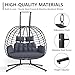 SWITTE Double Egg Swing Chair with Stand, Outdoor Patio 2 Person Hanging Wicker Hammock Chairs with Cushion for Indoor Bedroom, Lawn, Garden-Dark Grey