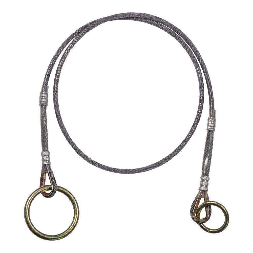 Palmer Safety6' Anchor Cable Cross Arm with 1/4” Vinyl Coated I-Beam Cable, Large Ring and Small Ring for Pass-through - Meets or Exceeds ANSI Z359.18-2017