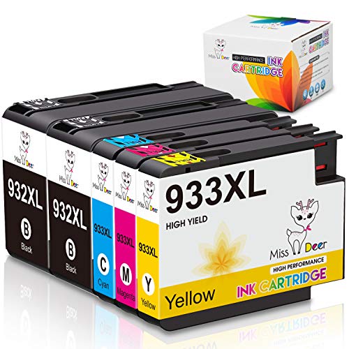 Miss Deer 932 933XL Compatible Ink Cartridge Replacement for HP 932XL 933XL 932 933 Work with HP Officejet 6600, Officejet 6700, Officejet 7612, Officejet 6100, Officejet 7610, Officejet 7110