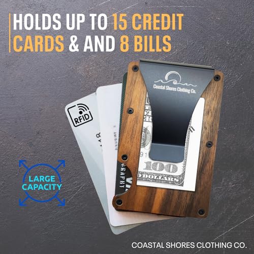 Slim Minimalist Wallet For Men - RFID Blocking & Money Clip - Front Pocket Credit Card Holder Case - Natural Wood - Compact, Thin & Flat (Bamboo)2