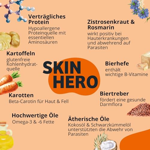 BugBell 900g Premium Trockenfutter Insekt, Schwarzkümmelöl, Kokosöl, Zistrosenkraut & Rosmarinpulver schützen natürlich vor Zecken & Flöhen, Karotte & Hefe wirken positiv auf Haut & Fell