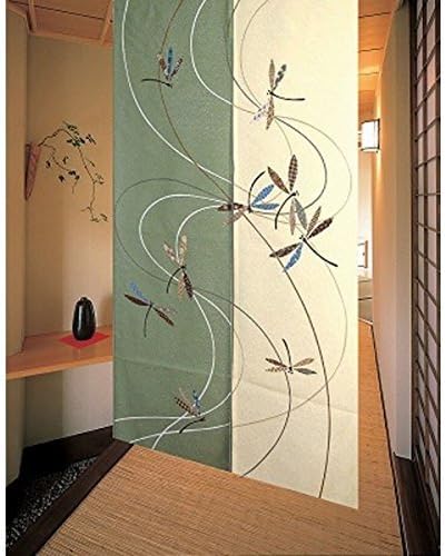 Matsumoto Shoji noren(Japanese curtain) Flying Dragonfly Green from Japan 11775 by Matsumoto Shoji