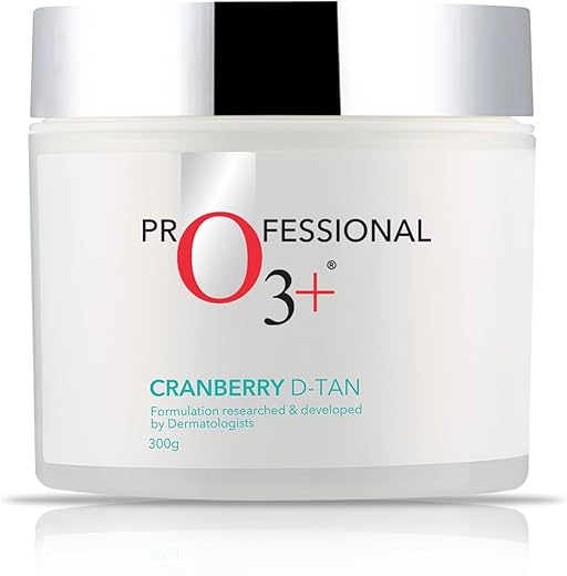 O3+ Cranberry D-Tan® with Natural Extracts for Tan Removal & Sun Damage Protection Ideal for Oily Skin (De Tan, 300 g)
