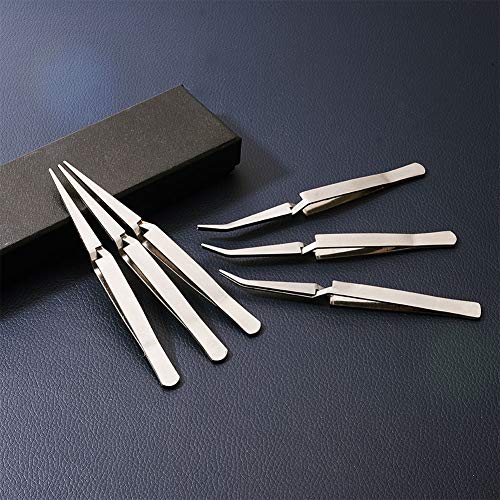 Miniatura 6 de Wandic Pinzas De Bloqueo Cruzado Doblado Y Recto Acción Inversa Acero Inoxidable Diy Joyería Hobby Craft Tool, 6 Pcs