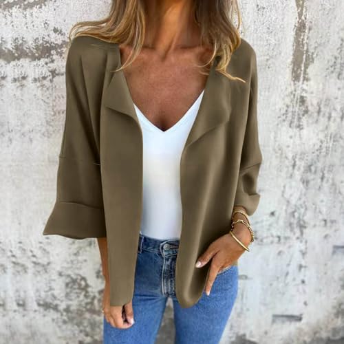 Womens Cardigans Faux Suede Lightweight Jacket Casual Long Sleeve Lapel Coat Solid Color Open Front Cardigan Oversized Jacket2