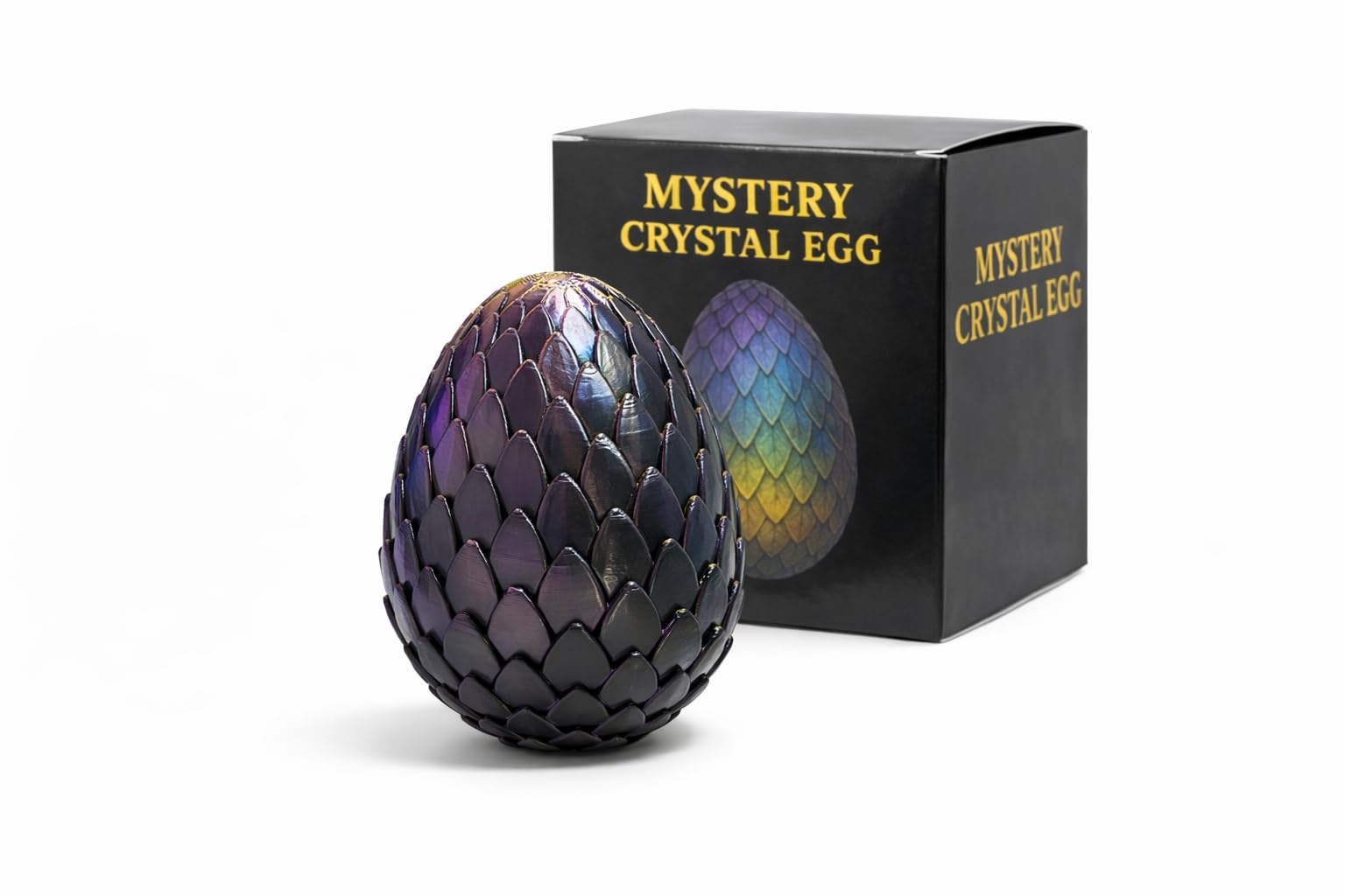 3D Printed Mystery Crystal Dragon Egg with Baby Dragon Inside, Fidget Toy, Articulated Dragon Toy Gift for Kids (Black Purple & Gold)-image-2