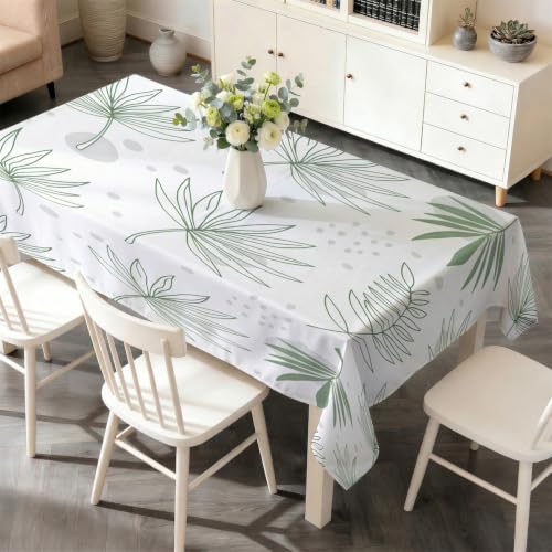 Nappe de table imperméable et lavable avec motif de feuilles vertes