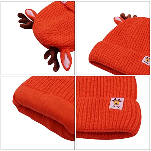Baby Beanie Hat Cute Antlers Reindeer Crochet Knitted Hat Winter Warm Cap for Toddler Boys Girls4