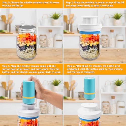Image of Electric Mason Jar Vacuum Sealer Kit Fits Wide & Regular Mouth Canning Sealer Set Compatible with All FoodSaver Models, Vacuum Seal Containers Vacuum Zipper Bags