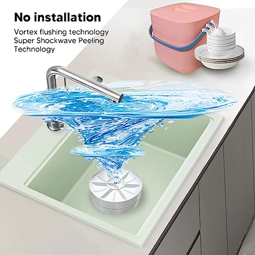 اف اند واي غسالة صحون صغيرة محمولة للمنزل تتطلب تركيب صغير للفاكهة والخضروات، غسالة صحون لاسلكية (ازرق)