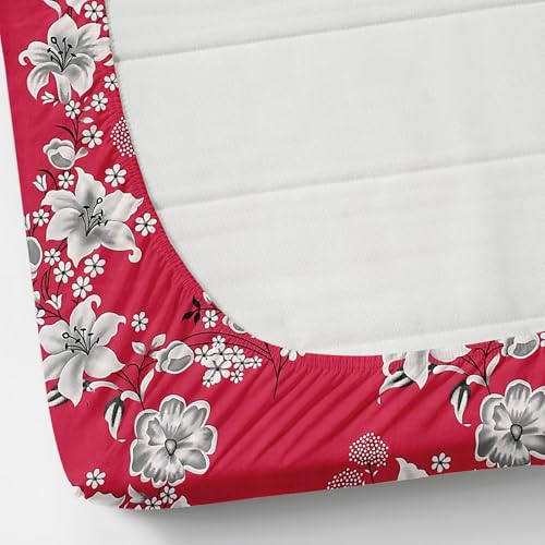 Image of VOMZER 300 Threadcount Elastic Fitted Bedsheets Single Bed with 1 Pillow Cover | Single Bed with All Around Elastic, Size 36 X 72 X 8 Inches