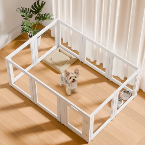 EVERFRONT Clear Acrylic Dog Playpen - Clear Dog Play Pen - Easy Assemble…
