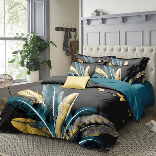 Yaofeiou Feder Muster Bettwäsche 135x200 Böhmen Federmuster Bettbezug...