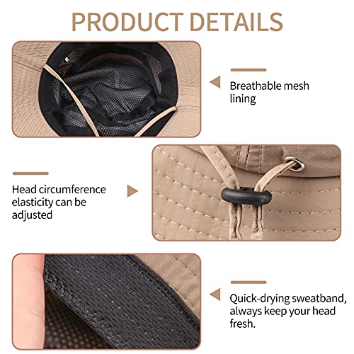 Nsyoomh Women Mens Sun Hats With Uv Protection, Upf 50+ Foldable Hiking Safari Cap, Fishing Beach Boonie Hat (Khaki) #TOP3