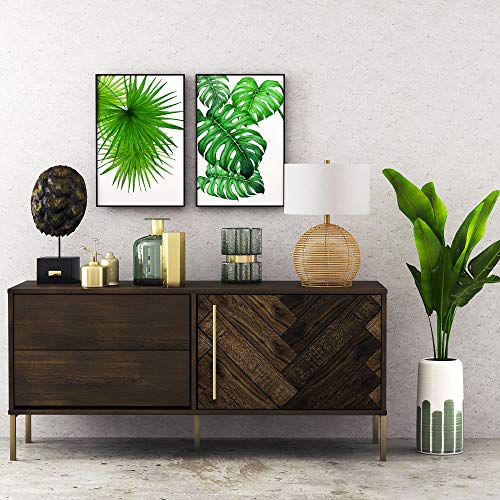 Henn&Hart 21'' Coastal 1-Light Table Lamp with White Fabric Drum Shade for Living Room, Bedroom, or Office, Rattan - Image 7