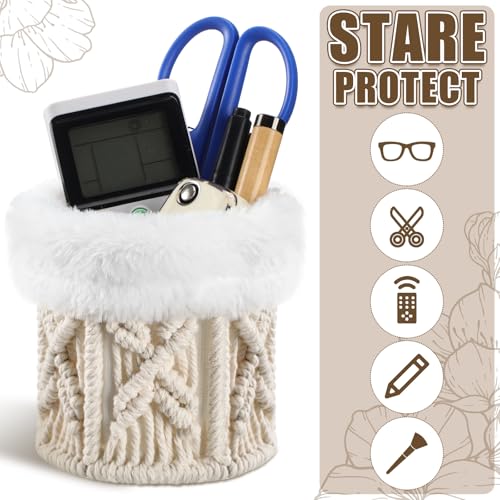 Image of Geelin 2 Pcs Glasses Holder for Nightstand Eyeglass Stand Boho Fuzzy Decor for Office Desk Organizer Bedside