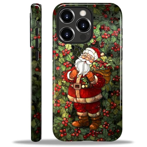 Akinmi Case for iPhone 15 Pro,Wild Fruit Christmas Santa Claus Exquisitely Pattern Double Protective Phone Cover Cases Soft Silicone for iPhone 15 Pro - image 4