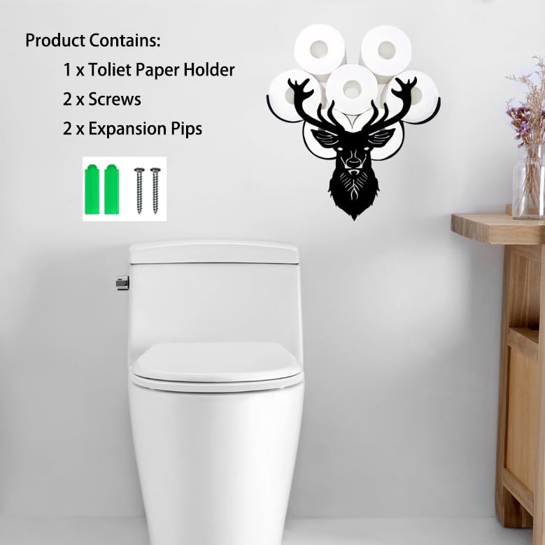 Soporte De Papel Higiénico De Cabeza De Ciervo, Rollos De Papel Higiénico De Metal Montados En La Pared Para 8 Rollos, Escultura De Decoración De Pared De Baño
