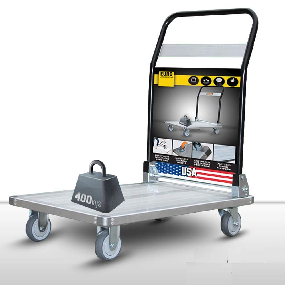 EuroLadderSystems USA Pro Aircraft Aluminium Portable Platform Trolley - Silicone Noiseless Wheels -High Ground Clearance- Anti Skid Platform - Collapsible Handle 3 x 2 feet - 400 kg Load Capacity (B07XKJFDD4) Amazon Price History, Amazon Price Tracker