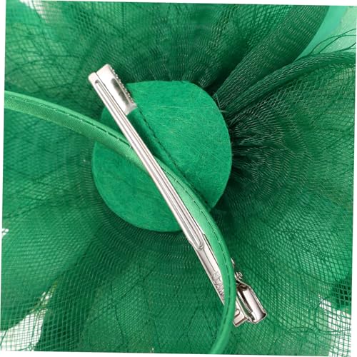 Fascinateur chapeau vintage vert résistant avec pince secure pour mariage