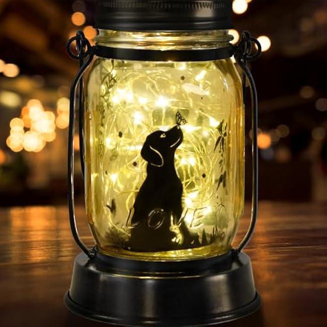Dog Solar Lanterns Dog Lover Gifts for Women Men Dog Lovers Gifts Hanging Dog Lanterns with Stake for Yard Lawn Garden Decor Waterproof Dog Lights Torches