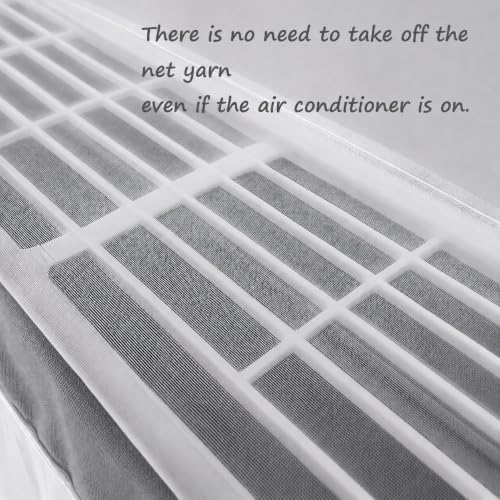 Image of Premium Cotton Net AC Cover for 1.5-2 Ton Split Air Conditioner | Dust Protection AC Indoor Unit Cover for Summer | Embroidered & Printed | Pack of 1 (Grey Flower)