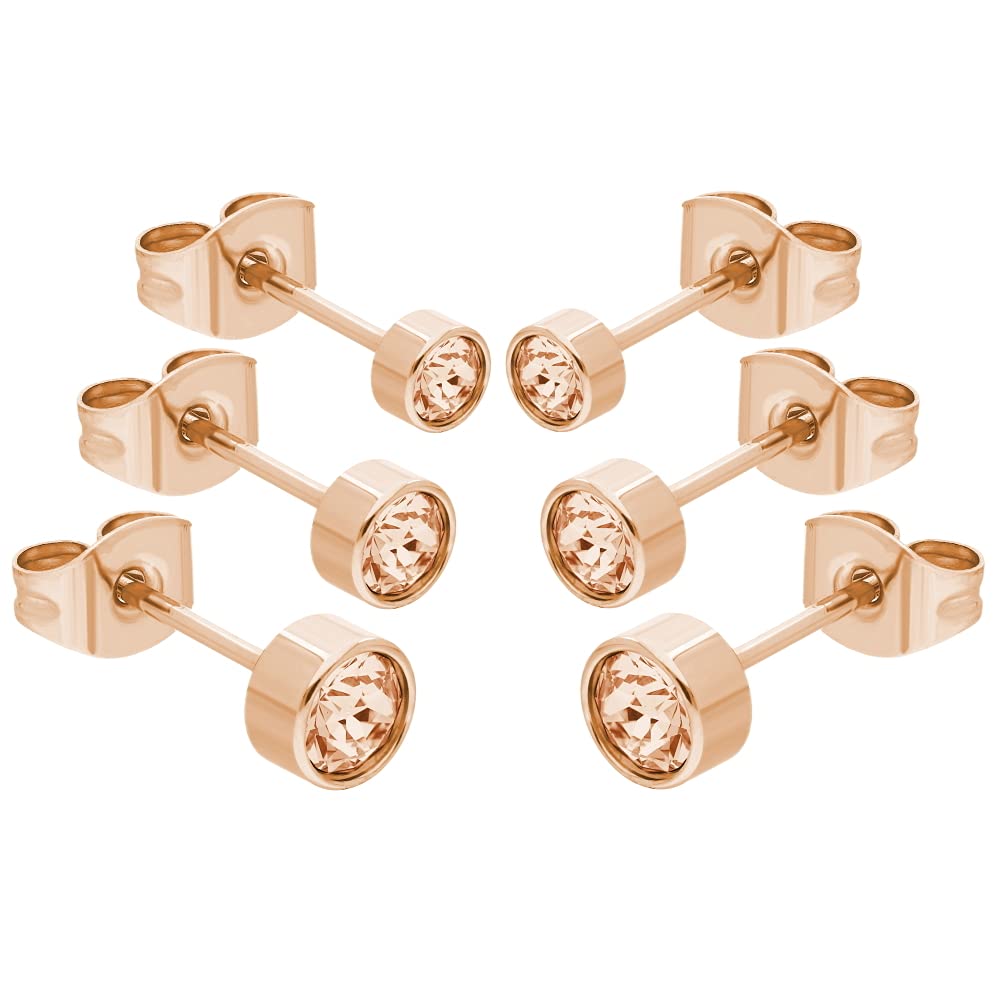 Max Palmer - 3 Paar Ohrstecker Set mit Swarovski Kristall