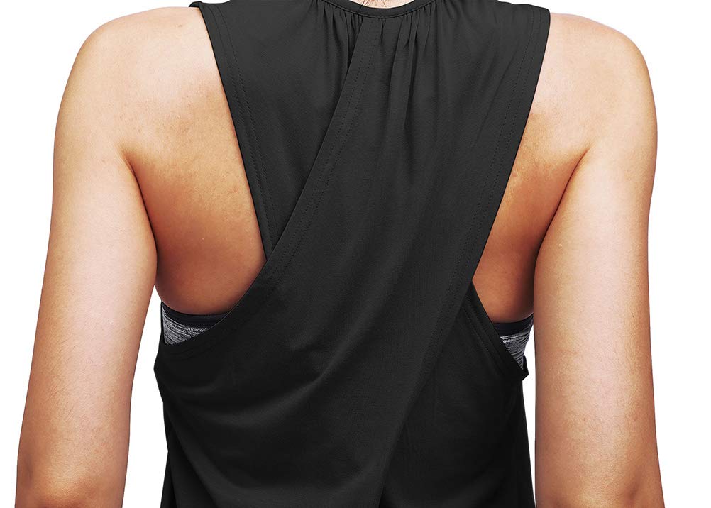 Mippo Topy treningowe dla kobiet joga sportowe koszulki tank topy siłownia letnie ubrania treningowe, Czarny, XS