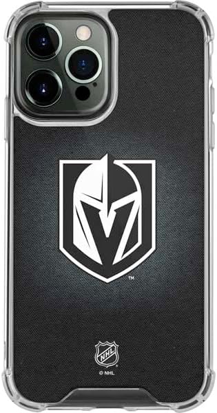 Skinit Clear Phone Case Compatible with iPhone 14 Pro Max - Officially Licensed NHL Vegas Golden Knights Black Background Design