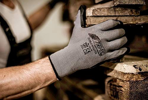 Foto von NITRAS Nylotex 3520 Nylon-Latexhandschuhe Arbeitshandschuhe 12 PAAR Größe 10 (XL), Grau/Schwarz