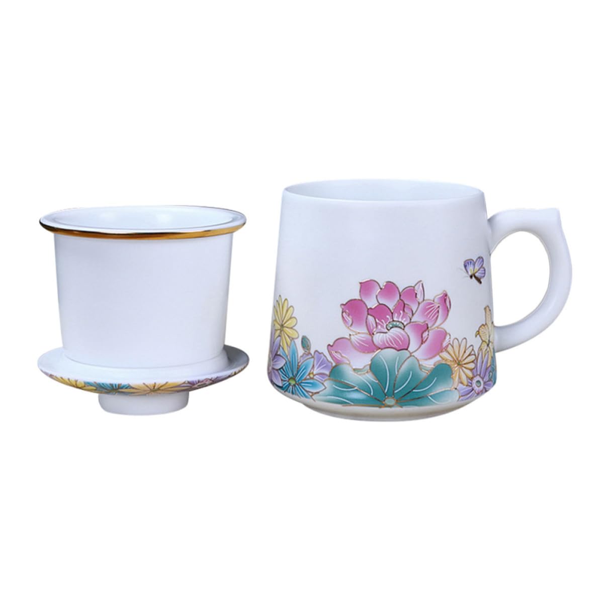 Mug en céramique avec couvercle filtre tasse à thé épaisse facile à nettoyer pour infusion