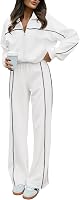 BTFBM Women's 2-Piece Tracksuit: Long Sleeve Zip-Up Sweatshirt & High-Waist Wide Leg Jogger Pants Set