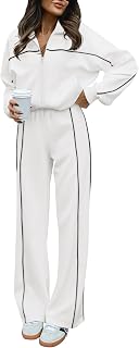 BTFBM Women's 2-Piece Tracksuit: Long Sleeve Zip-Up Sweatshirt & High-Waist Wide Leg Jogger Pants Set