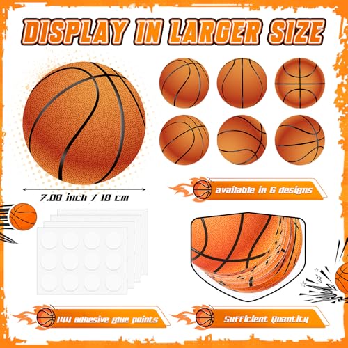 Image of TaoBary 24 Pcs 7.09in Basketball Cutouts in 6 Design Paper Basketball Bulletin Board Decorations for Birthday Classroom Poster Lockers Baby Shower DIY Wall Banner Sport Theme Party Supplies