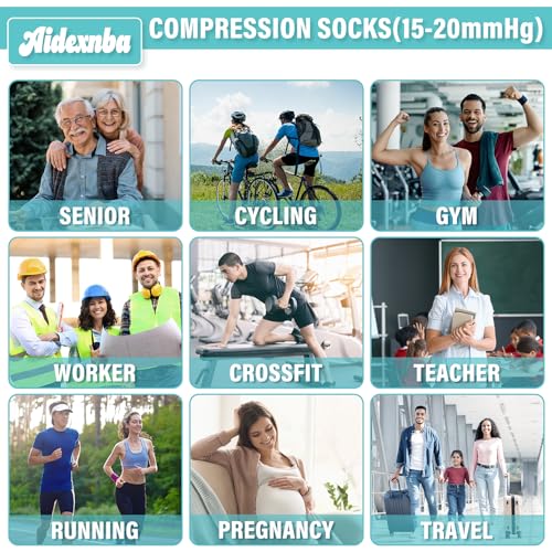 Image of 3 Pairs Compression Socks for Women and Men 15-20mmHg-Circulation Support Socks- Best for Medical,Running,Athletic