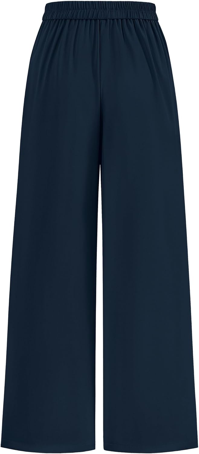 KIRUNDO Wide Leg Dress Pants for Women High Waisted Office Work Trousers Business Casual Slacks Button Flowy Palazzo Pant - Image 4