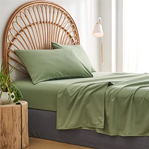 Parure de lit microfibre douce KAKIJUMN anti-pli lit 7 pièces sauge - 6