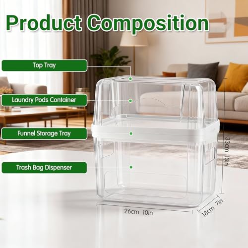 Rangement Lessive Liquide, 3 en 1 Rangement Buanderie avec une Ouverture, Buanderie Organisation pour les Capsules de lessive, les Sacs Poubelles – Image 4