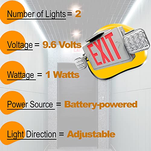 Ciata Emergency Led Exit Sign Combo With 90-Minute Battery Backup And Adjustable Ultra-Bright Led Lamps - 6 Pack (White) #TOP5