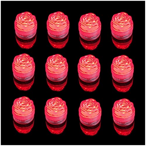 Image of Submersible LED Lights Flameless Tea Light Waterproof Candle Vase Lights for Party Wedding Decorations Underwater Vases Light Fish Tanks Swimming Pools Decorative Lighting (Red)