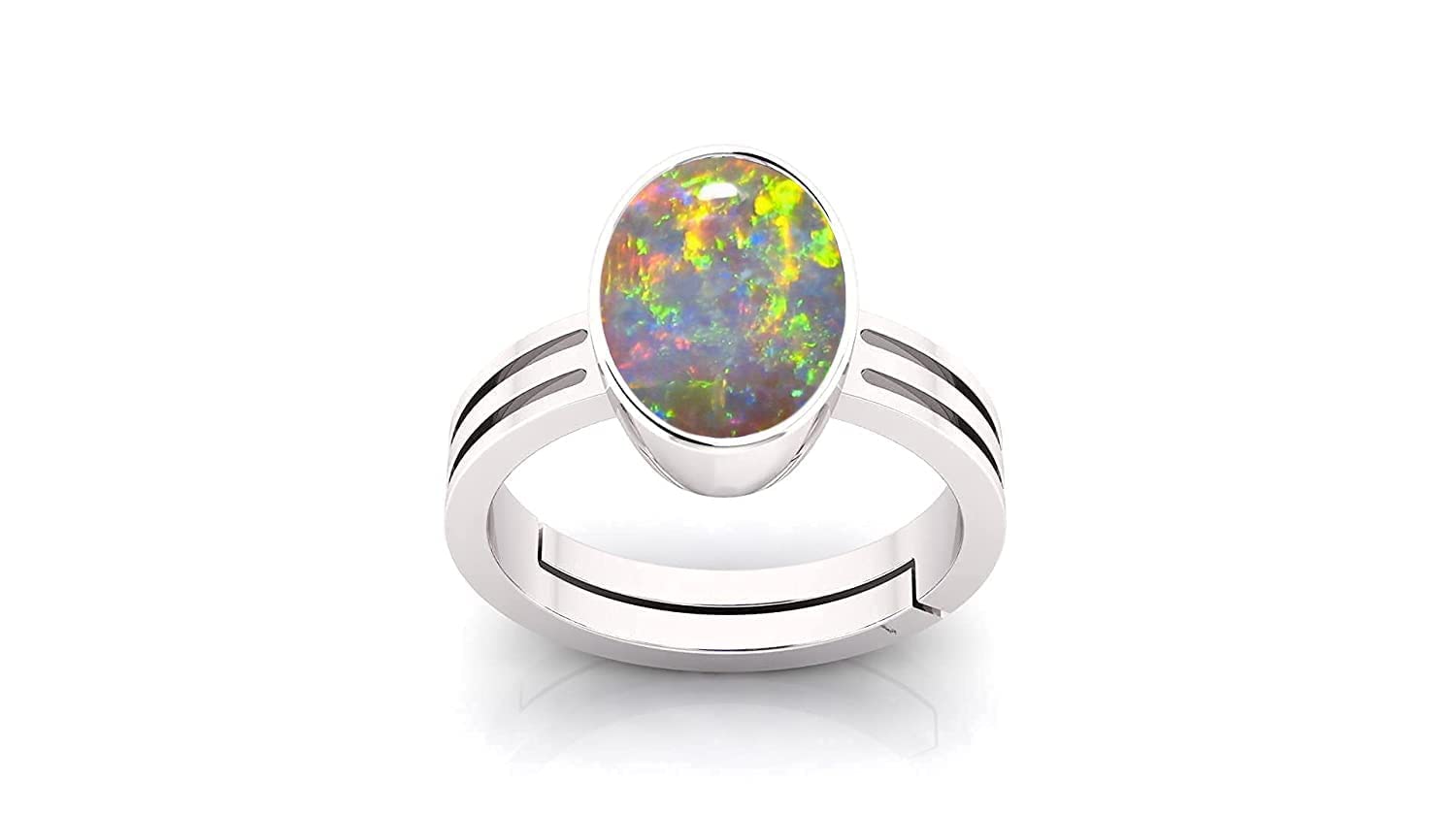 10.00 Ratti 9.25 Crt. Lab Certified Natural Opal Silver Adjustable Ring Opal Gemstone for Men & Women