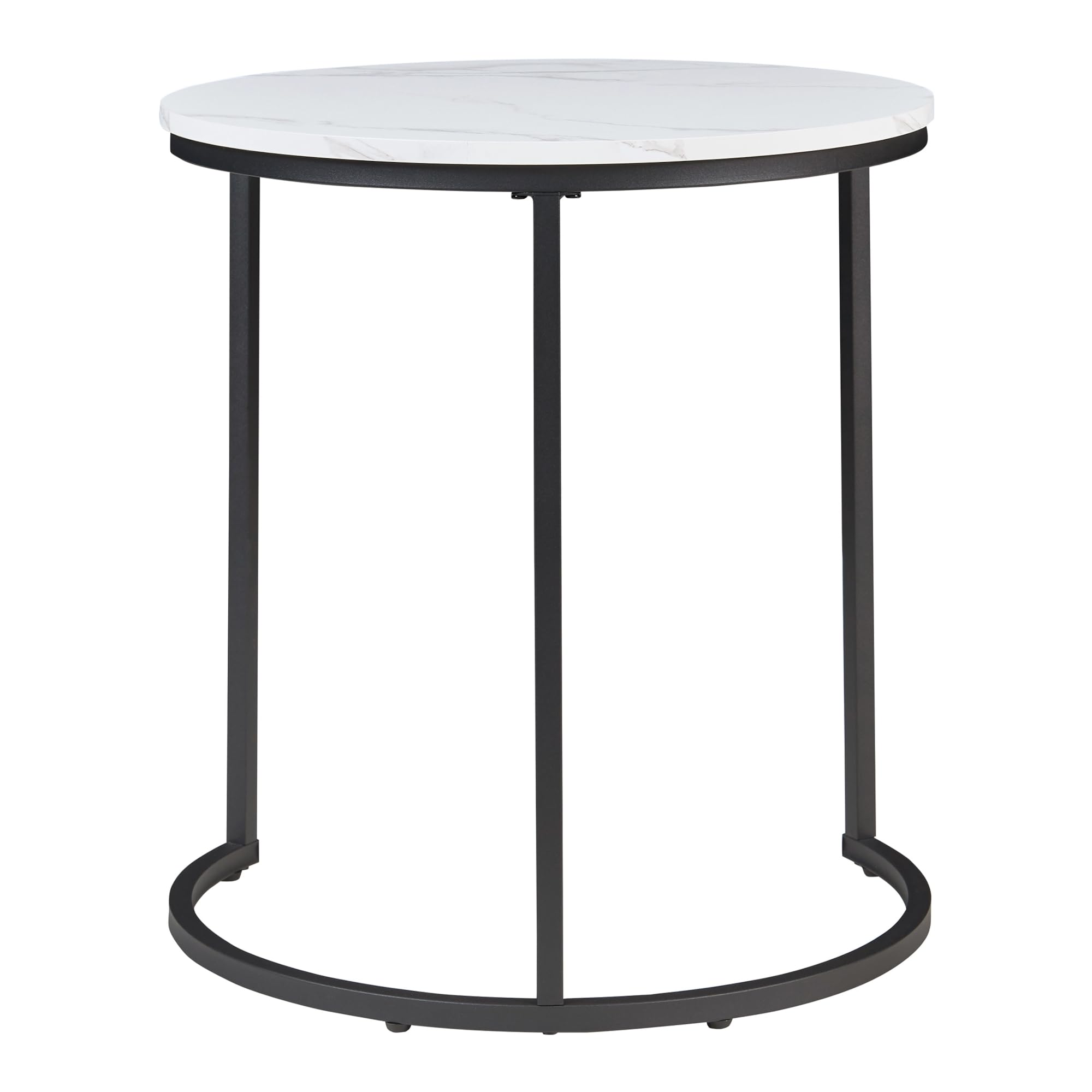 [en.casa] Beistelltisch 3er Set Ulricehamn Satztisch Metallgestell ineinander verschiebbar Wohnzimmertische im Set rund Sofatisch Marmoroptik Weiß