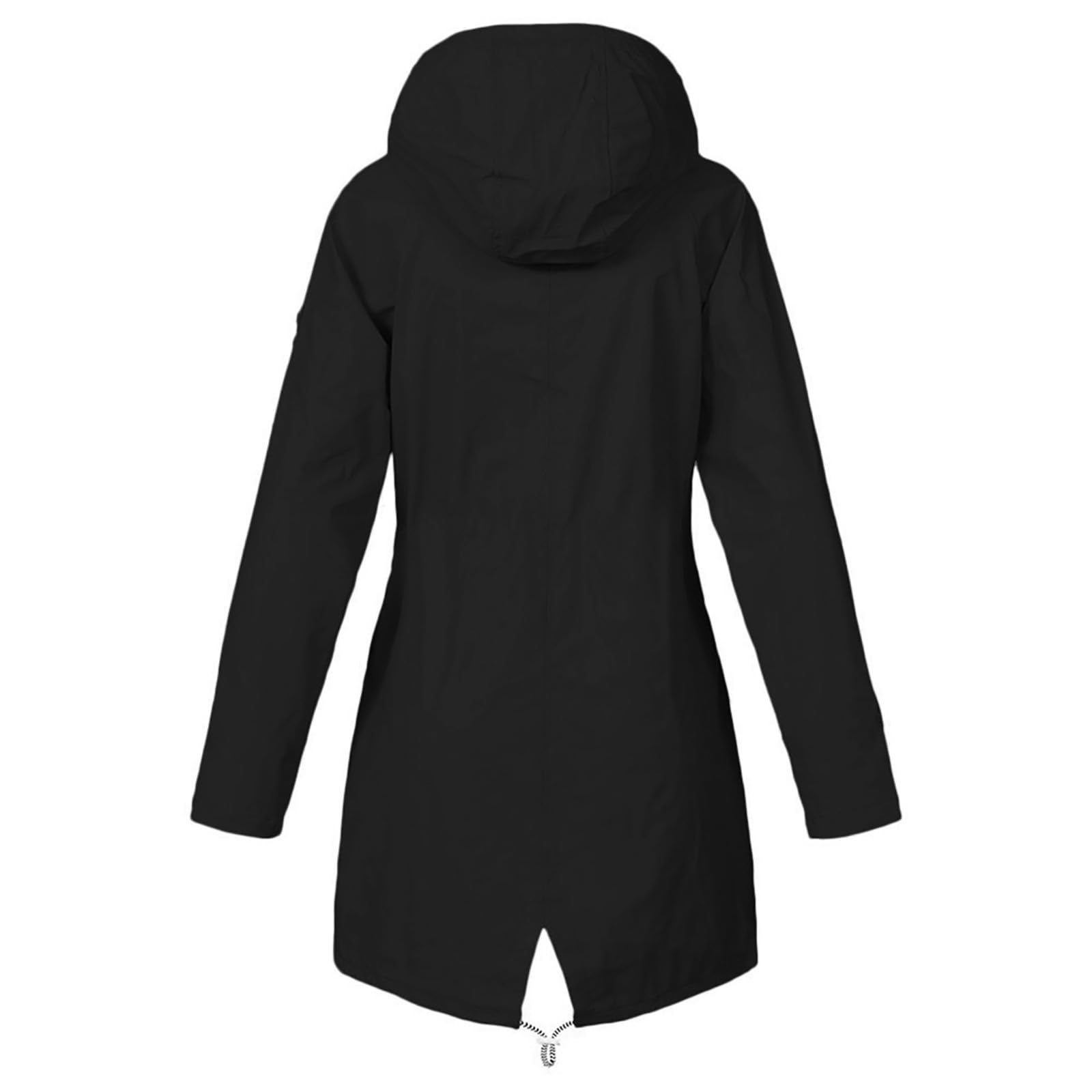 Generisch Chubasquero impermeable para mujer con cremallera para mujer, chaqueta de senderismo con capucha, abrigo de invierno negro
