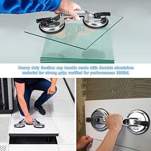 Gekbot Glass Suction Cups/Tile Lifter/Floor Gap Fixer/Laminate Repair/Dent Remover Puller/Mirror Holder/Suction Cup Hooks/High Performance Strong Suction Heavy Duty Aluminum Vacuum Plate Handle