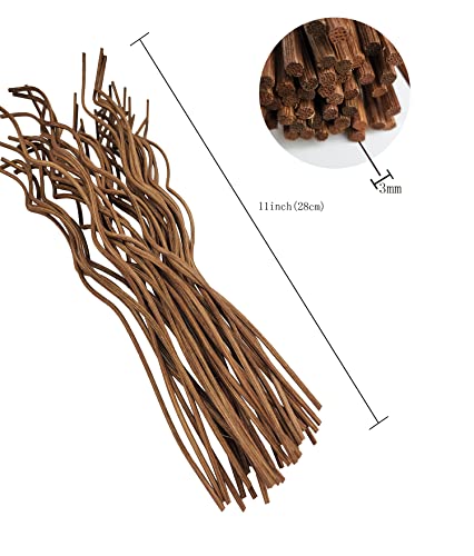 11-Inch Brown Wavy Natural Rattan Reed Diffuser Sticks 50Pcs Fragrance Aromatherapy Volatile Replacement Refill(50Pcs Brown) #TOP2