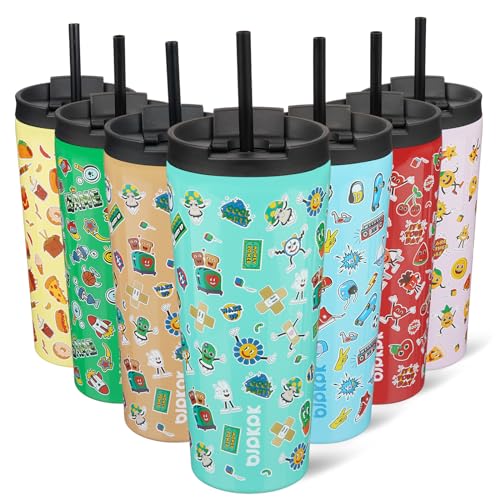 BJPKPK Vaso térmico de acero inoxidable de 22 onzas con tapa y popote, vaso térmico de café de viaje para mujeres y hombres, fiesta de primavera, color verde