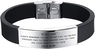 To My Son Gifts, Son Birthday Bracelet for Boys, Son Graduation Gift from Mom Jewelry, Best Bonus Step Son Stepson Gift Jewelry