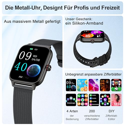 Blutdruck Smartwatch Damen Telefonfunktion für Apple Samsung Huawei Xiaomi – Ansicht 5